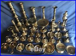 Lot of 38 Solid Brass Candle Stick Holders Wedding Party Candlesticks