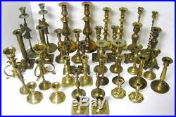 Lot of 40 Vintage Brass Candlesticks ALL PAIRS Candle Holders Wedding Patina