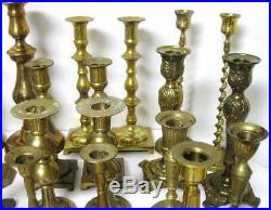 Lot of 40 Vintage Brass Candlesticks ALL PAIRS Candle Holders Wedding Patina