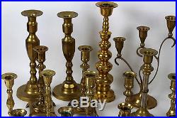 Lot of 40 vintage BRASS CANDLESTICKS ALL PAIRS candle holders wedding decor