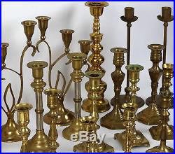 Lot of 40 vintage BRASS CANDLESTICKS ALL PAIRS candle holders wedding decor
