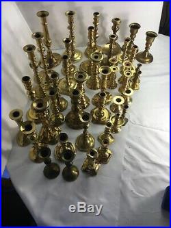 Lot of 42 Brass Candlestick Holders Wedding Decor Candle Holders Vintage Patina