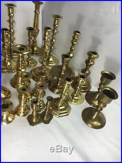 Lot of 42 Brass Candlestick Holders Wedding Decor Candle Holders Vintage Patina