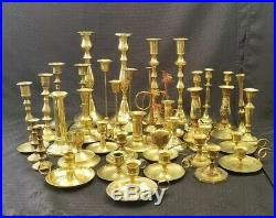Lot of 43 Solid Brass Candle Stick Holders Wedding Party Candlesticks