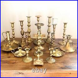 Lot of 45 Vintage Brass Candlestick Candle Holders Vase Wedding Collection Decor