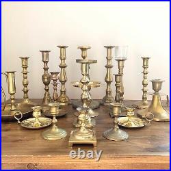 Lot of 45 Vintage Brass Candlestick Candle Holders Vase Wedding Collection Decor