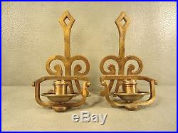 Lot of 8 (4 Pairs) of Brass Wall Hanging Candle Stick Holders