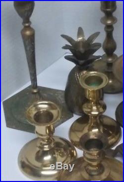 Lot of Vintage Brass Candlestick 21 Candle Holders Patina Wedding Pineapple Pair