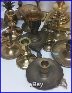 Lot of Vintage Brass Candlestick 21 Candle Holders Patina Wedding Pineapple Pair