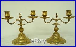 Lovely Pair Antq/vintage French Brass Candelabra Candle Holders Candlesticks