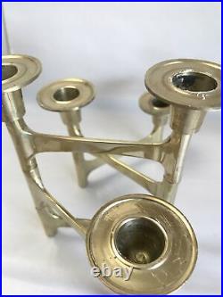 MCM Brass Candelabra Folding Adjustable Articulated Danish Brass 6 Candle Holder