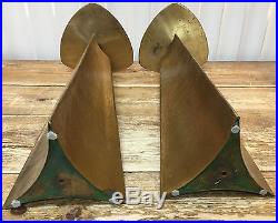 MCM Heavy Brass Hand Hammered Mid Century MOD Pair Pillar CandleHolders AWESOME