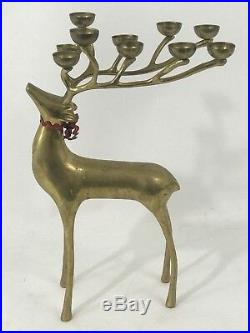 MCM Solid Xmas Brass Deer Candle Holder Reindeer Candelabra 20 inches tall