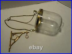MCM hanging brass & cut-glass starburst Sanctuary lantern Candle Holder 1960's