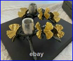 MICHAEL ARAM Butterfly Ginkgo Hand Textured Nickelplate Candleholders NIB 175753