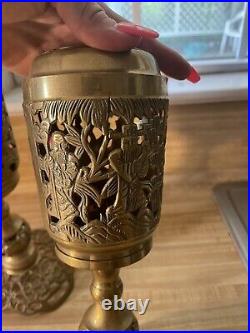 MID Century Modern Brass Lantern Votive Candle Holder Lamp