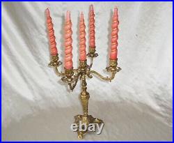 Made in Italy Floral Fish Brass Candelabra 4 Arm 5 Taper Candle Holder 13 x 12in