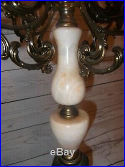 Made in Italy Marble and Brass Candelabra candle holder holds 5 candles MARKED