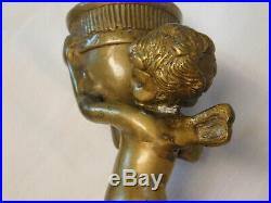 Maitland Smith Pair Hand Made Bronze or Brass Cherub Candle Holder Statues