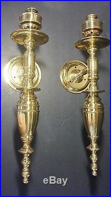 Maitland Smith Pair of Brass Wall Sconce CandleHolders WITH Hurricane Glass RARE