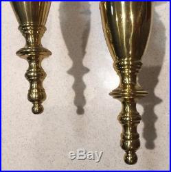 Maitland Smith Pair of Brass Wall Sconce CandleHolders withHurricane Glass RARE