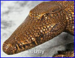 Maitland Smith Twisted Tail Crocodile Alligator Bronze Brass Wine Holder Stand