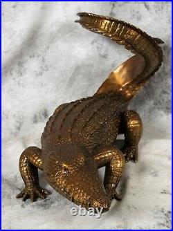 Maitland Smith Twisted Tail Crocodile Alligator Bronze Brass Wine Holder Stand