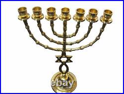 Messianic Menorah 16 Inch Height 7 Branches Brass Menorah Candle Holder