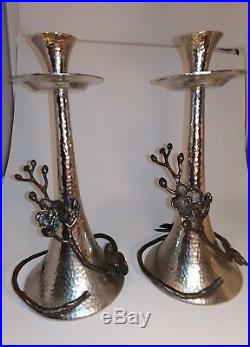 Michael Aram Black Orchid Nickelplate Tapered Hammered Candleholders (Set of 2)