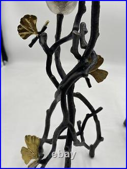 Michael Aram Butterfly Ginkgo Hand Textured Nickelplate Candleholders 175791