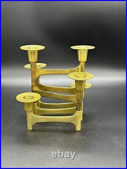 Mid-Century Brass Candelabra Folding Adjustable Articulated Candle Holder