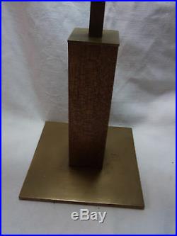 Mid Century Brass & Wood Geometrical Candle Holder #CJ