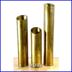 Mid Century Cylinder Brass Candle Holders Set of Three