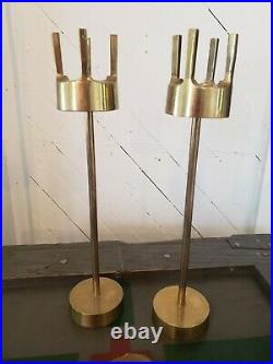 Mid Century Modern Brass Candle Holders Candlesticks Atomic VTG Pair Set
