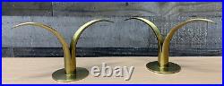 Mid Century Modern Brass Lily Candlestick Holders Pair of Ystad-Metall Swedish