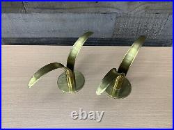 Mid Century Modern Brass Lily Candlestick Holders Pair of Ystad-Metall Swedish