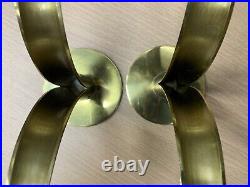 Mid Century Modern Brass Lily Candlestick Holders Pair of Ystad-Metall Swedish