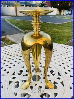 Mid Century Modern Tall Tripod Brass Candle Holder