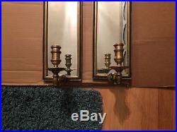 Mid Century Vintage Chapman Brass Frame Mirrored Candleholder Wall Sconce