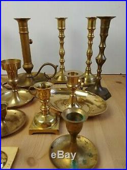 Mix Lot 18 Solid Brass Candlestick Candle Holders Patina Reception Event Rustic