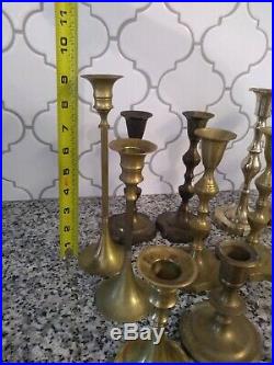 Mix Lot of 23 Vintage Brass Candlestick Holders for Wedding Parties Decor Tall