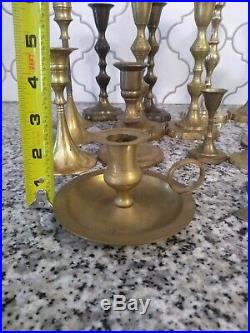 Mix Lot of 23 Vintage Brass Candlestick Holders for Wedding Parties Decor Tall