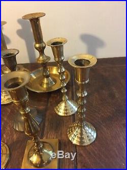 Mixed Lot 20 Brass Taper Candlestick Candle Holders Patina Reception Wedding