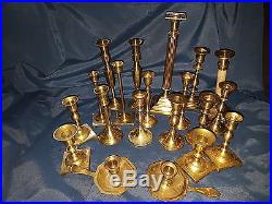 Mixed Lot 20 Vintage Brass Candle Holders Candlesticks Rich Patina Weddings #2