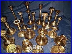 Mixed Lot 20 Vintage Brass Candle Holders Candlesticks Rich Patina Weddings #5