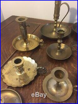 Mixed Lot 21 Brass Chamber Handle Taper Candlestick Holders Patina Reception