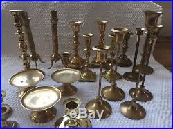 Mixed Lot 21 Vintage Brass Candlestick Candle Holders Wedding Decor Patina
