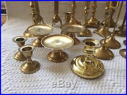 Mixed Lot 21 Vintage Brass Candlestick Candle Holders Wedding Decor Patina
