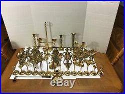 Mixed Lot 34 Solid Brass candlestick Candle Holders Wedding Decor Patina