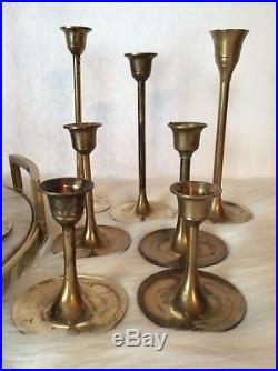 Mixed Lot Of 19 Vintage Brass Candle Sticks Holders patina Wedding Tiered Tulip